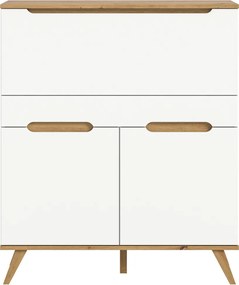 Sekretár s výklopným stolíkom Scandi, biela/dub nox