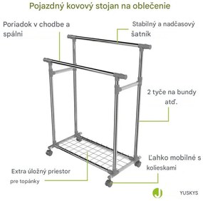 InternetovaZahrada Kovový stojan na oblečenie s kolieskami