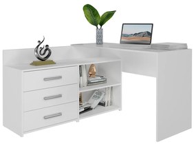Rohový písací stôl + komoda DANY ľavý biely