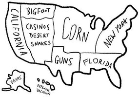 Ilustrácia America according to Europeans - meme map, tupungato