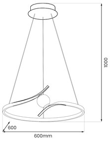Závesné LED svietidlo Perla, 1x LED 34w, 4000k, b