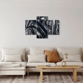 Obraz sivej abstrakcie s modrou (90x60 cm)