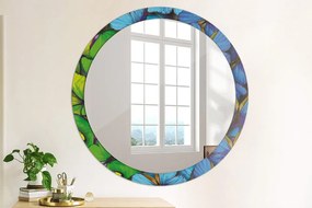 Okrúhle ozdobné zrkadlo Modrý a zelený motýľ fi 100 cm