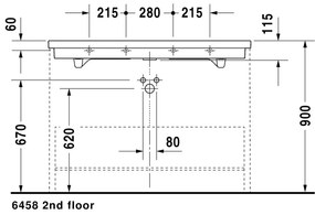 Duravit 2nd floor - Umývadlo do nábytku 1200x505 mm, s prepadom, biela 0491120000