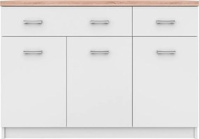 Trojdverová komoda Topty Typ 7 3D2S - biela / dub sonoma