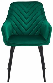 Set dvoch jedálenských stoličiek NANA zamatové, tmavozelené (čierne nohy) 2 ks