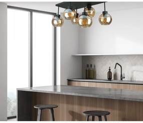 Prisadený luster NESSA 6xE27/60W/230V čierna/dymová béžová