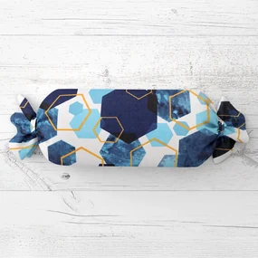 Biante Vankúš valec bonbon Sandra SA-574 Modré hexagóny na bielom 15x40 cm