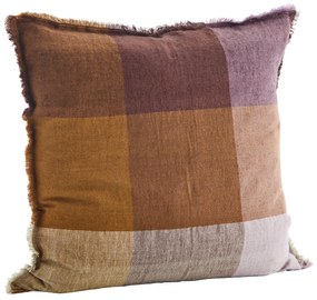 MADAM STOLTZ Ľanový poťah na vankúš Burnt Orange/Lilac/Bordeaux 60 × 60 cm
