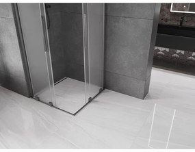 Mexen Velar Duo, sprchový kút s posuvnými dverami 90 x 90 cm, 8mm sklo námraza, grafit brúsený, 871-090-090-32-66