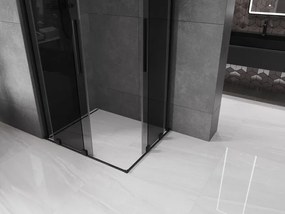Mexen Velar Duo, sprchový kút s posuvnými dverami 90 x 80 cm, 8mm šedé sklo, čierna matná, 871-090-080-42-70