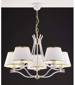 Jupiter 2084 - Závesný luster SAMBA na reťazi 5xE27/15W/230V biela/zlatá