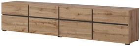 Moderný TV stolík Cross 225 cm - dub wotan / čierna
