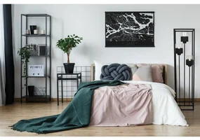 Stojacia lampa Roma Cage, 3x čierne/transparetné sklenené tienidlo v kovovom ráme