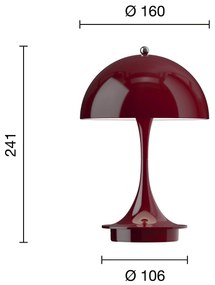 Louis Poulsen Prenosná lampa Panthella 160 V3 Opaque Burgundy