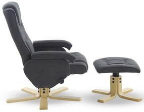 Otočné polohovacie kreslo ROGER + taburet — látka, sivá