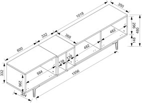 Široká TV skrinka Nola, dub artisan/čierna