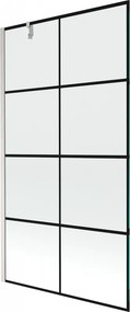 Mexen Next, 1-krídlová vaňová zástena 100 x 150 cm, 6mm číre sklo - čierny vzor, oceľová, 895-100-000-00-77-97