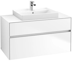 VILLEROY &amp; BOCH Collaro závesná skrinka pod umývadlo na dosku (umývadlo v strede), 2 zásuvky, 1000 x 500 x 548 mm, White Matt, C01900MS