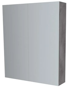 Mereo, Mereo Kúpeľňová zrkadlová skrinka 60 cm, galerka, 2 x dvierka, Multidecor, Betón tmavosivý, MER-CN798G62BET2