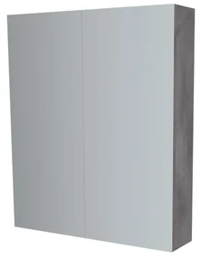 Mereo, Mereo Kúpeľňová zrkadlová skrinka 60 cm, galerka, 2 x dvierka, Multidecor, Betón tmavosivý, MER-CN798G62BET2
