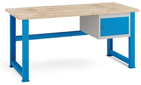 Dielenský stôl KOVONA, závesná skrinka na náradie, buková škárovka, pevné nohy, 1700 mm