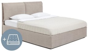 Čalúnená dvojlôžková posteľ taupe s úložným priestorom s matracom/s roštom 180x200 cm Thessa Pillow – Bonami Selection