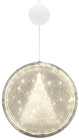 LED svetelná ozdoba na okno CHRISTMAS TREE II kruhová biela