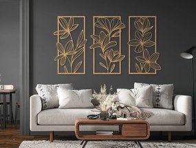 drevko 3-dielny drevený obraz Veľké kvety Rozmer obrazu: 44,5 x 82 cm, Farba dekorácie: Čierna