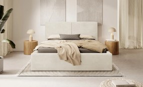 Posteľ Inez 180x200 cm, krémová štruktúrovaná látka