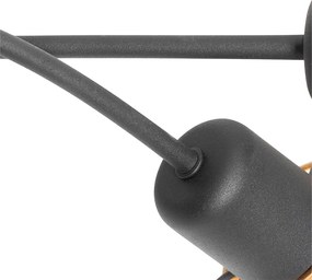 Dizajnové stropné svietidlo čierne so zlatom 5-svetlo - Noud