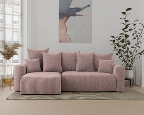 Rohová sedačka Denia (L) (púdrovo ružová). Akcia -20%. Vlastná spoľahlivá doprava až k Vám domov. 1133121