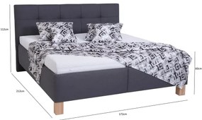 Čalúnená posteľ MARIA 160x200 cm s úložným priestorom, bez matraca, sivá
