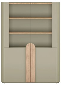 Vitrína Amilio 100 cm dvojdverová - eukalyptus / dub baltic dune / úchyty dub prírodný