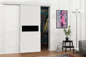 Posuvné dvere Mereno IV 100, Farba:: Biela / Grafit + čierny lacobel