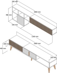 Milen TV stena z orechového dreva a biela farba