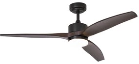 Stropný ventilátor čierny s drevenou potlačou 132 cm vrátane LED stmievateľný s diaľkovým ovládaním - Joly