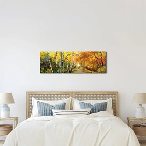 Obraz - Romantická alej pozdĺž vody, olejomaľba (s hodinami) (90x30 cm)