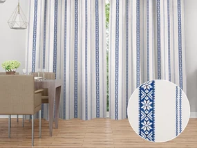 Biante Bavlnený záves Sandra SA-590 Modrý ľudový vzor na bielom 140x180 cm