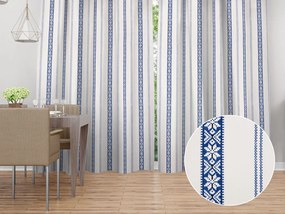 Biante Bavlnený záves Sandra SA-590 Modrý ľudový vzor na bielom 140x200 cm