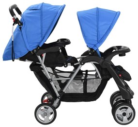 Súrodenecký kočík, oceľ, modro čierny