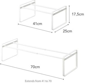 Biela kovová teleskopická polica na topánky Kobe - YAMAZAKI