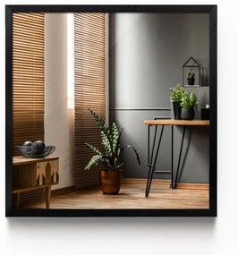 Obdĺžnikové zrkadlo do obývačky v čiernom ráme MDF 50x50 cm