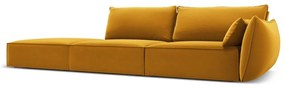 Zamatová pohovka v horčicovej farbe pravý roh 264 cm Vanda – Mazzini Sofas