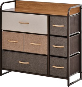 HOMCOM Textilná Komoda s 7 Sklápacími Šuplíkmi a Dreveným Vrchným Panelom pre Spálňu a Obývaciu Izbu 80x29x78,5 cm Viacfarebná | Aosom
