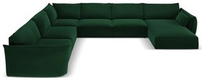 Tmavozelená zamatová rohová pohovka (ľavý roh/do "U") Vanda – Mazzini Sofas