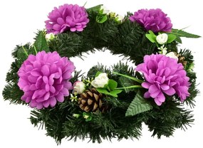 Dušičkový veniec Fialové chryzantémy, 35 cm