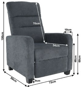 Tempo Kondela Relaxačné kreslo, sivá, TURNER