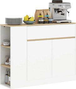 HOMCOM Kuchynský Komoda so Šuplíkom, 2 Dverami, Regálmi s Nastavením, Bufetová Komoda pre Kuchyňu, Obývačku, Jedáleň, 105 x 30 x 81,5 cm Biela | Aosom