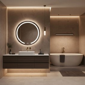 Rea Zrkadlo Modern ⌀90 cm s vyhrievaním a regulovateľným LED osvetlením HOM-00907